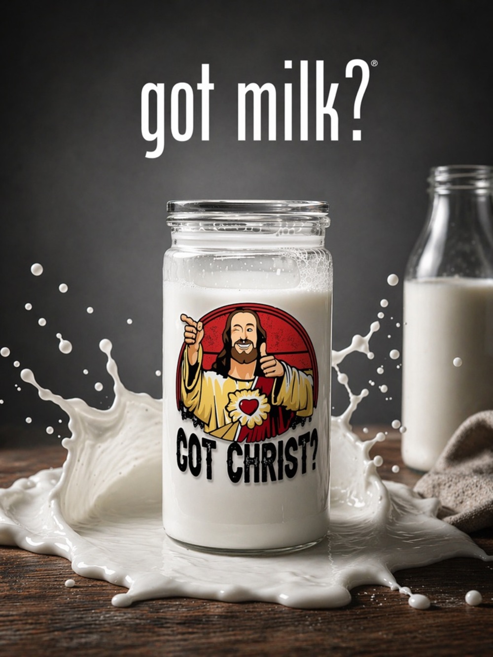 Got Christ? White Glass Milk Mug - Religious Graphic Mug
